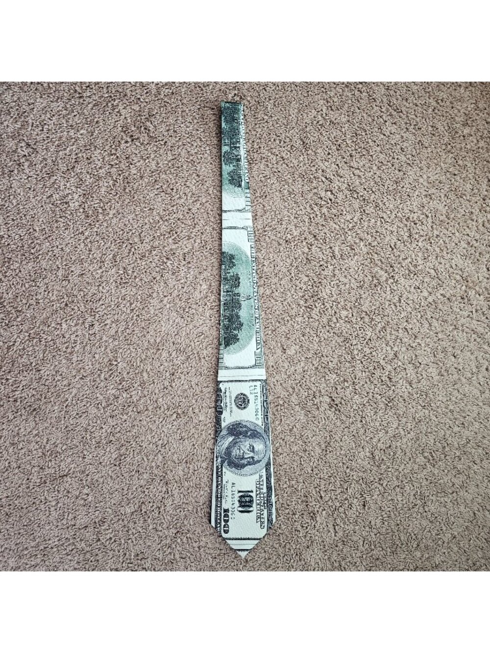 Vintage Money Print Novelty Tie $100 Bill Design A. Rogers Handmade